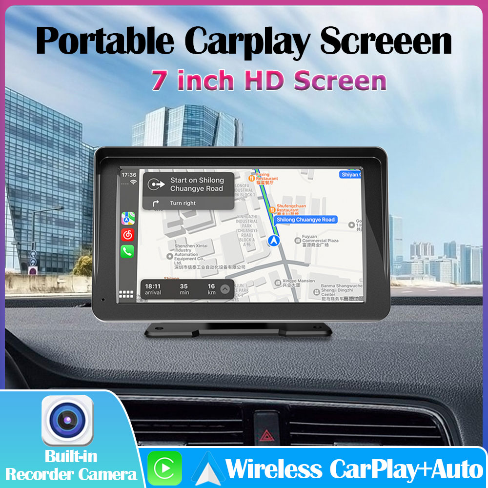 Audio Music Name - 7インチユニバーサルタッチHDスクリーンカーマルチメディアプレーヤー、ワイヤレスCarPlay＆Android Auto対応、Bluetooth、FM、USB、AUX、TFカード対応