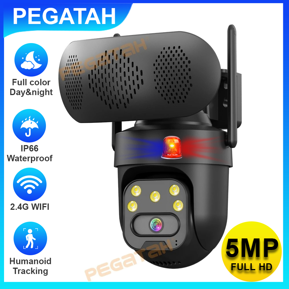 Audiovision Music Player - 5MP IP カメラ屋外 2.4G WiFi セキュリティカメラスピーカーモーショントレイルワイヤレスカム音楽プレーヤー付きナイトビジョン