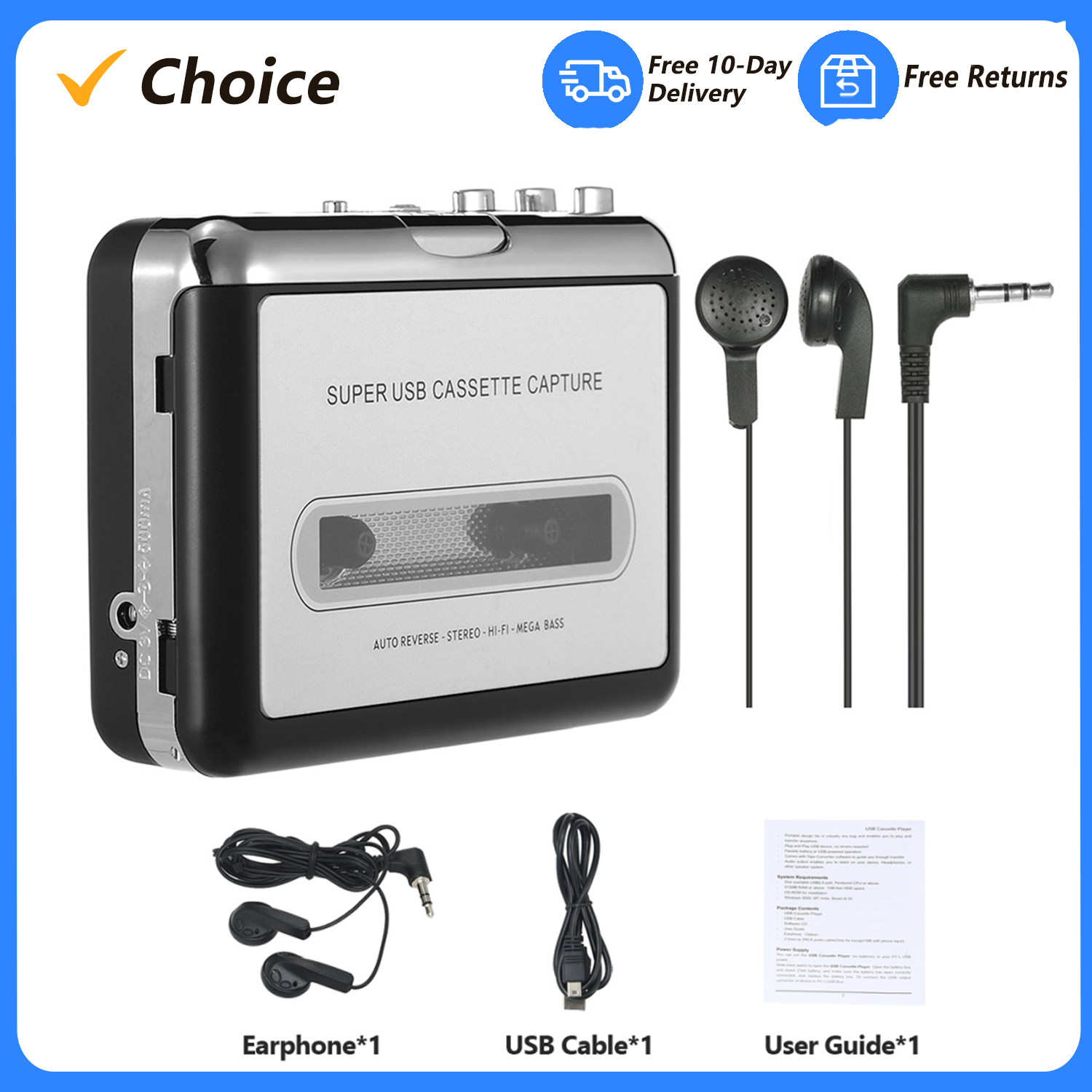 Audio Music Converter To Mp3 - イヤホンTape-to-MP3へのUSBカセットキャプチャ,コンピューターに変換,高速サウンド品質,巨大な低音オーディオ,音楽プレーヤー