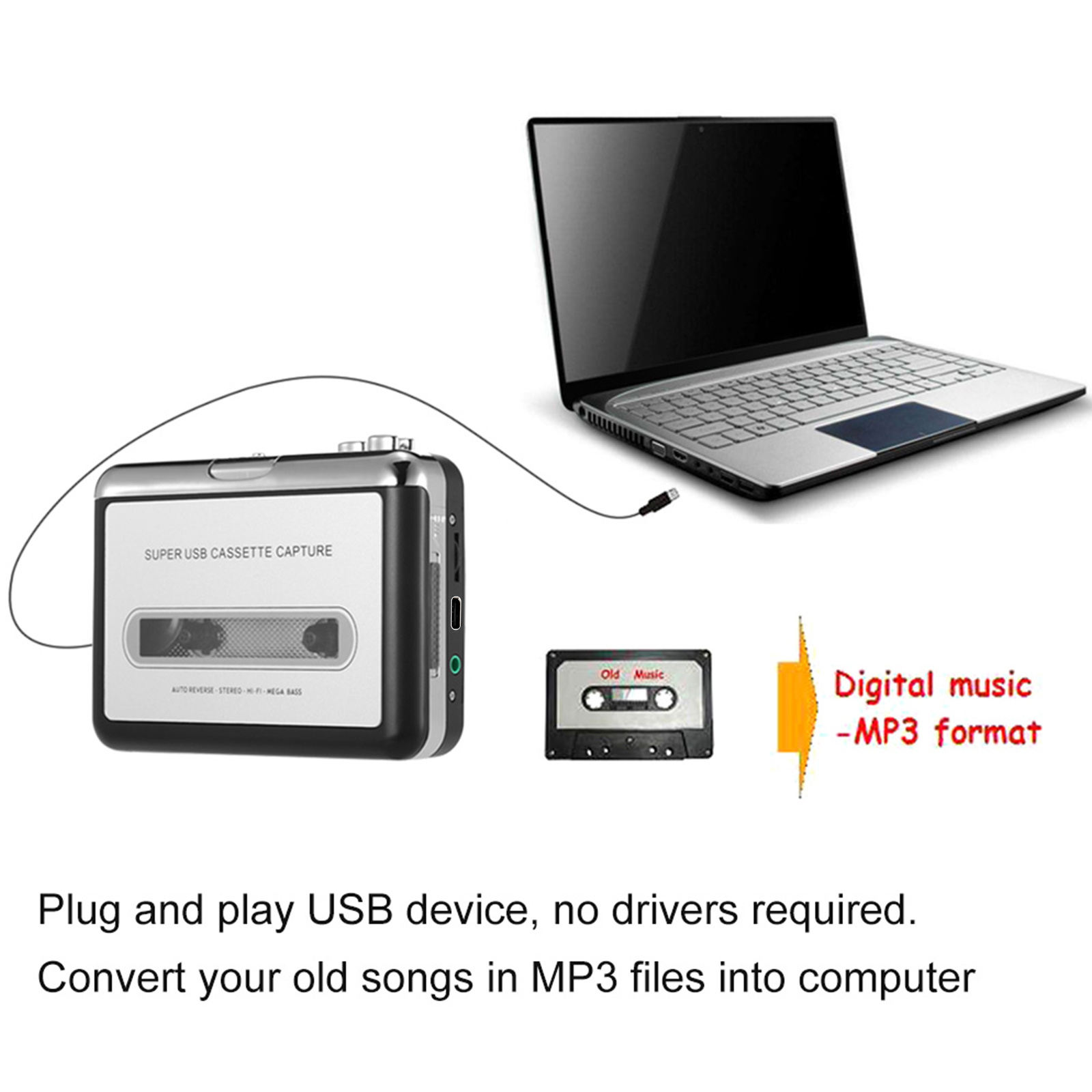 イヤホンTape-to-MP3へのUSBカセットキャプチャ, - Audio Music Converter To Mp3 のレビューと価格